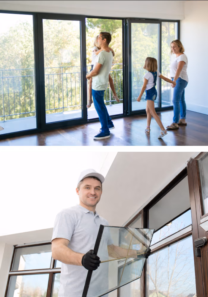 Expert glazier fitting energy efficient double glazing